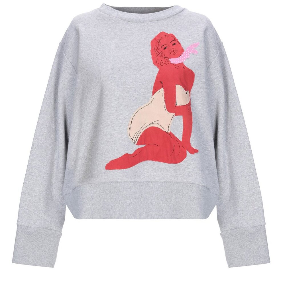 MOSCHINO SWEATSHIRT GRAY COTTON APPLIQUE LONG SLEEVE TOP sz US 8